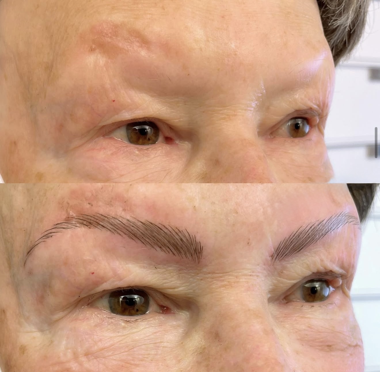 Feine Microblading-Härchen im Vorher-Nachher-Vergleich
